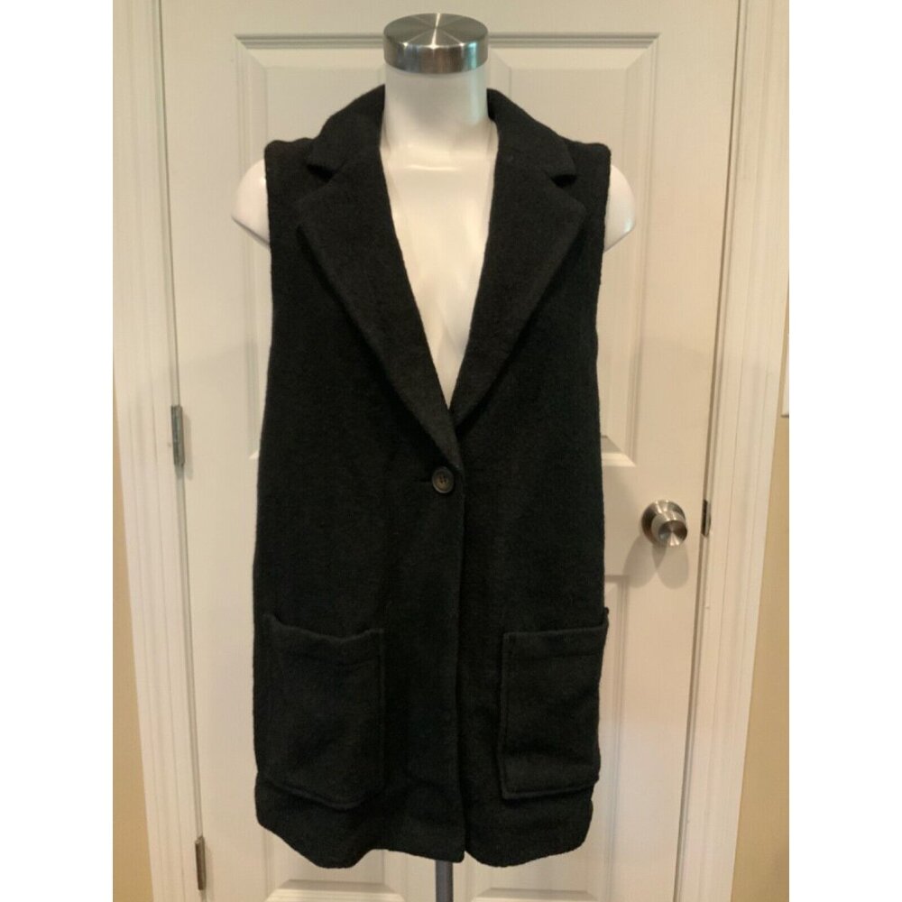 Tahari Black Boiled Wool Blend Vest, Size S (US)